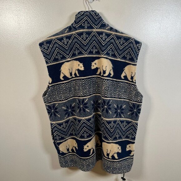 Vintage TeePee Fleece Vest Mens Size Large Polar Bears Blue Cozy Novelty Print - Picture 2 of 8